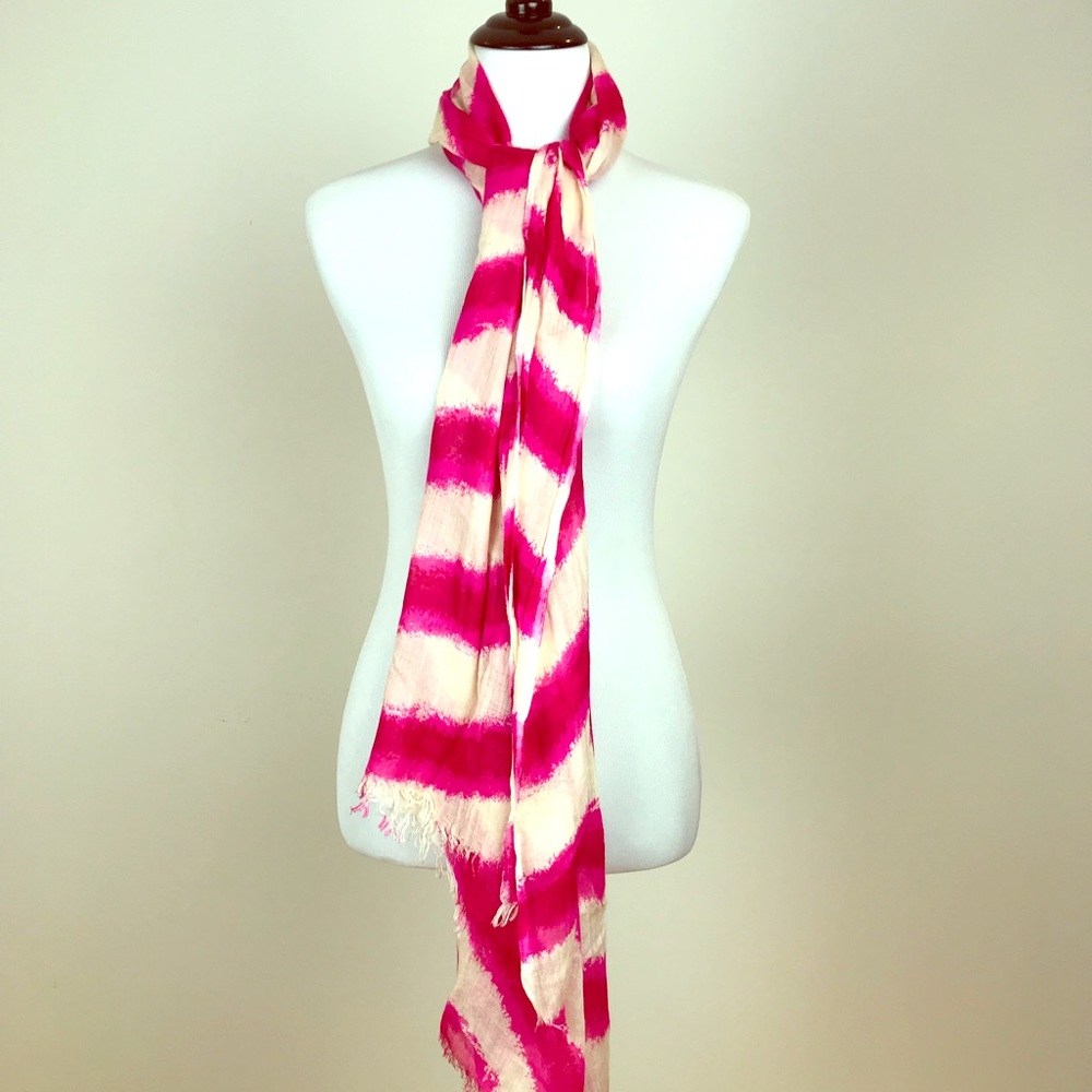Pink & White Striped Scarf